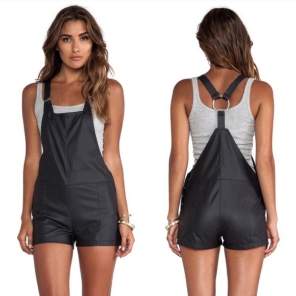 TOWNSEN Pants - TOWNSEN, Rookie‎ Overalls in Abyss, Black Perforated Vegan Leather, Size XS